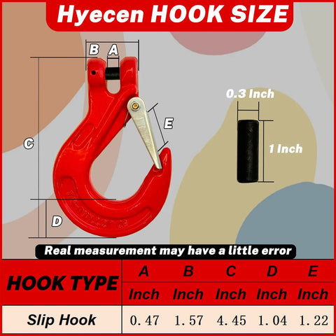 2 Pack G80 Clevis Slip Hooks 5 16 Inch Heavy Duty Chain Hooks Forged Tow Trailer Safety Hooks With 4400 Lbs Working Load Limit size chart
