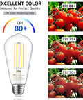 100 Watt Equivalent LED Bulb Dimmable E26 Base Cool White 5000K 1100 Lumens 9W Vintage ST21 ST64 Clear Glass next to CRI images