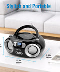 Portable CD Player Boombox With FM Radio Bluetooth USB Port And Aux Input For Home Or On The Go Compact Easy Use Design