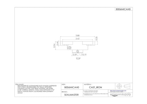 Rock Solid Cast Iron Flange Mount Ball Bearing Unit With Two Bolt Flange And Simple Set Screw Locking Mechanism For Standard Duty Machinery Built Tough For Daily Grind with detailed dimensions.