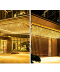 Warm White LED Icicle String Lights For Windows And Outdoor Spaces 16.4Ft 216 LEDs in entrance and patio settings
