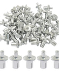 M5 7Mm Aluminum Core Rivets 100 Piece Pack Heavy Duty Drive Pins, silver aluminum drive pins on white background.