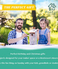 Father and daughter assembling Fun DIY Birdhouse Kit With Paint Set For Kids And Adults in a garden setting