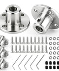 Badass Durability 5Mm Rigid Flange Coupling Kit Motor Shaft Connector with hex bolts, nuts, and wrenches for DIY builds.