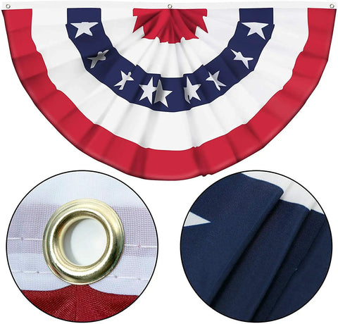 Patriotic Pleated Fan Flag Bunting Set With Brass Grommets And Zip Ties All American Flags For Outdoor Decor Perfect For 4th Of July Memorial Day