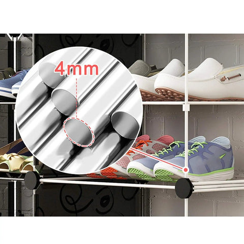 Close-up of 4mm steel tubing in Modular Six Tier Shoe Rack Storage Shelf Two Column Design for shoe organization.