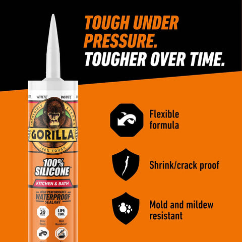 100 Percent Waterproof Silicone Caulk For Kitchen And Bath Sealant Mold Resistant White 10 Oz Cartridge with product features