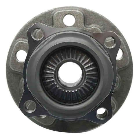 Pre Loaded Rear Wheel Bearing And Hub Assembly For Bmw X1 X2 Mini Cooper Clubman Countryman showing top view of bearing and hub.
