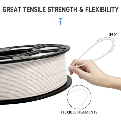 1.75mm PLA Filament For 3D Printer Marble Brown Stone Color 1KG Spool showing flexible filament with great tensile strength.