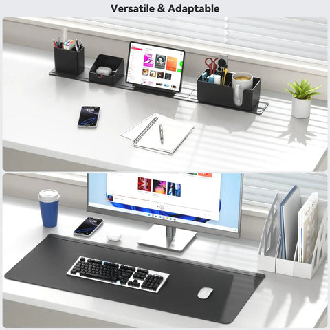 5 In 1 Desk Pad Organizer Set With Large Mouse Pad, Phone Stand, Cup Holder, Pen Holder, Storage Box And Card Case on office desk