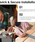 Heavy Duty Stainless Steel Starter Deck Clips With Universal Hidden Fasteners For Composite Decking Includes Screws And Torx Bits installation process with drill and measuring tools.