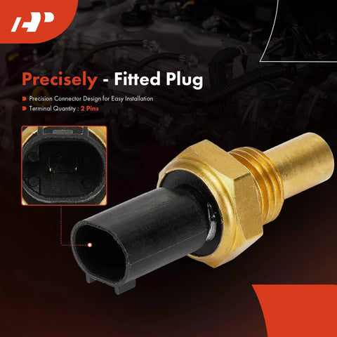 A-Premium 2-pin engine coolant temperature sensor with brass hex body and black plastic connector