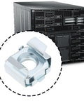 50 Piece Premium Self Retaining Cage Nuts With 5 16 18 Threads Super Solid Rack Mount Fasteners displayed with a server chassis.