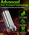 Heavy Duty M14X1.5 Spline Lug Nut Set With Slick Chrome Plating For Eight Lug Ford F Super Duty Chevy Silverado Hd And Gmc Sierra Hd Trucks image showing advanced hot-treated technology for increased durability.
