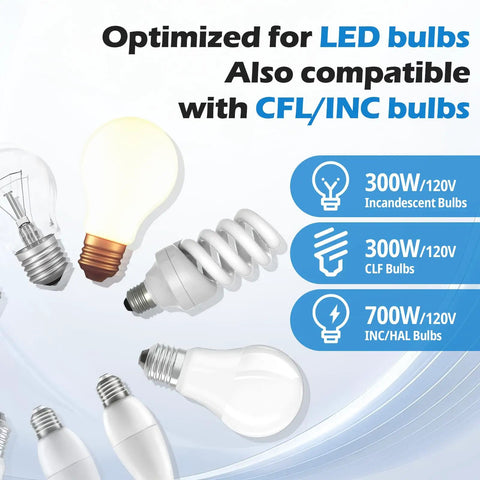 Five Pack Slide Dimmer Switch For Dimmable LED CFL Lights Up To 300W And Incandescent Or Halogen Up To 700W Works As Single Pole Or 3 Way ETL