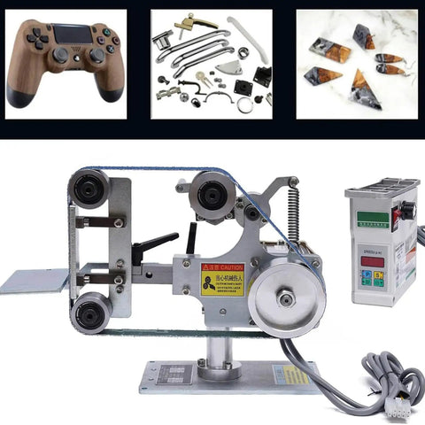 Built Like A Tank Industrial Grade Electric Belt Sander Featuring One By Thirty Inch Abrasive Belt All Steel Galvanized Frame Heavy Duty Bench Polisher And Sharpener Yields Killer Results On Every Project with belt and controls.