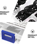 Close-up of Lock Washers Assortment Kit With Internal Tooth Push On Quick Locking Clips Black Fasteners in plastic case