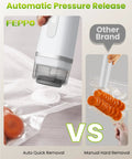 Compact Handheld Vacuum Sealer For Food With Visible Water Tank And 30 Reusable Bags, showing automatic quick seal vs manual