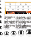 300 Piece Precision 304 Stainless Steel Bearing Balls Assortment 12 Size Set For Bicycles And Motorcycles in storage case.