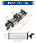 Heavy Duty Manual Sliding Table With 200MM Travel Stroke And Crisp Ballscrew SFU1605 Drive product size illustration with measurements.