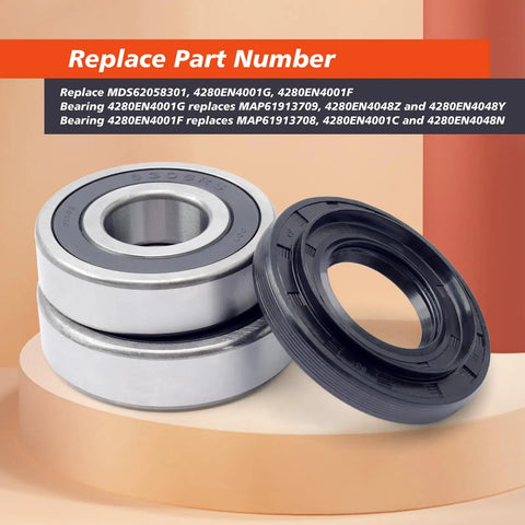 Tough As Nails Front Load Washer Tub Bearing Seal Kit Built Like Steel Solid Upgrade For LG And Kenmore Washers No Sweat Replacement For 4280En4001G Models featuring steel bearings and seal components.