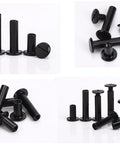 Top Shelf Chicago Bind Post Kit Featuring Five Handy M5 Lengths With Scratch Resistant Matte Black Coating showing various lengths and caps.