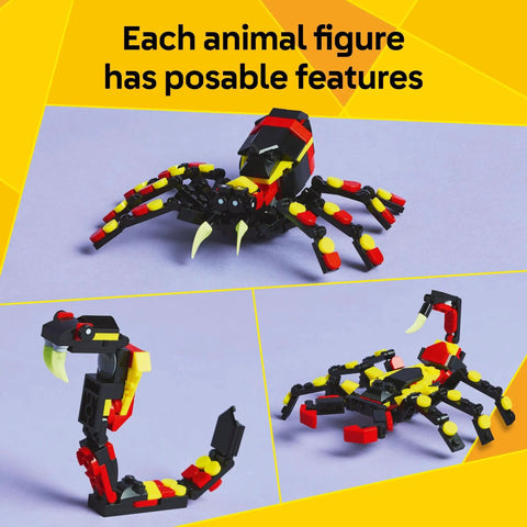 Awesome Building Kit Featuring Rad Spider Scorpion And Snake Models Hella Fun Creative Playset For Kids Ages 7 Plus includes posable figures