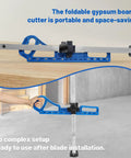 Pro Grade Folding Drywall Cutter With Dual Inch And Metric Scale Featuring 13 Rolling Bearings For Smooth Operator Sheetrock Trimming, portable design.