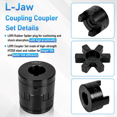 Rock Solid Heavy Duty Flexible L Jaw Coupling For Log Splitter Pump Repairs Uses One Half Inch To 1 Inch L095 Design with rubber spider and steel hub.