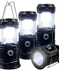 Collapsible Portable LED Camping Lantern 4 Pack, Waterproof Solar USB Rechargeable, Dual Lantern and Flashlight