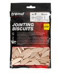 Top Shelf Beechwood Joining Biscuits Pack Of One Hundred No Zero Size for woodworking in a clear plastic bag showcasing biscuit design.