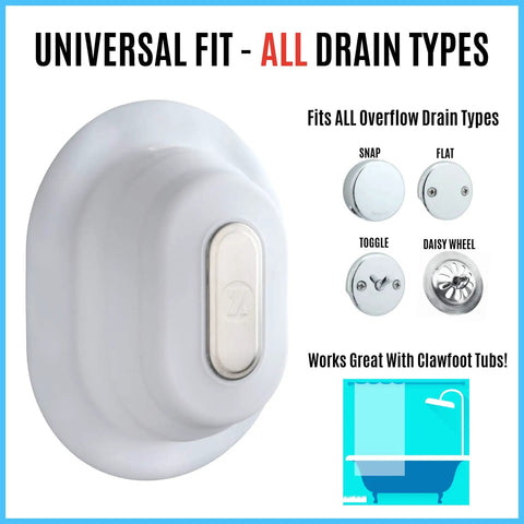 Adjustable Overflow Drain Cover For Deeper Baths Up To 4.5 Inches, Fits All Drain Types, Silicone White Tub Upgrade Accessory