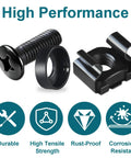 M6 Cage Nuts and Rack Mount Screw Kit 30 Pack Shop Grade Carbon Steel Server Hardware showing durable screw and fasteners.