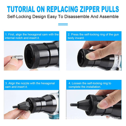 Heavy Duty Cordless Rivet Nut Gun Kit Featuring 5.2Ah Rechargeable Battery, Automatic Electric Riveting Tool, Smooth Operator For Metric Nutserts tutorial steps for replacing zipper pulls.