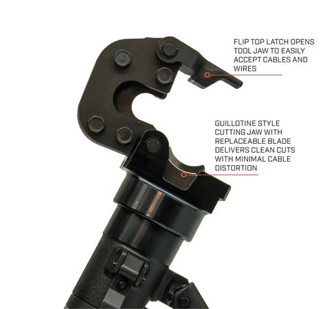 Heavy Duty Hydraulic Bolt Cutter Built Like A Truck To Slice Through Rusted Steel Cables efficient tool jaw with replaceable blade.