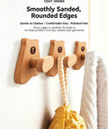 4 Pack Nordic Beech Wood Animal Wall Hooks Totally Fresh Squad Bear Cow Cat Chick Designs Solid Wood Coat Hangers with Smooth Rounded Edges for nursery and home organizing needs
