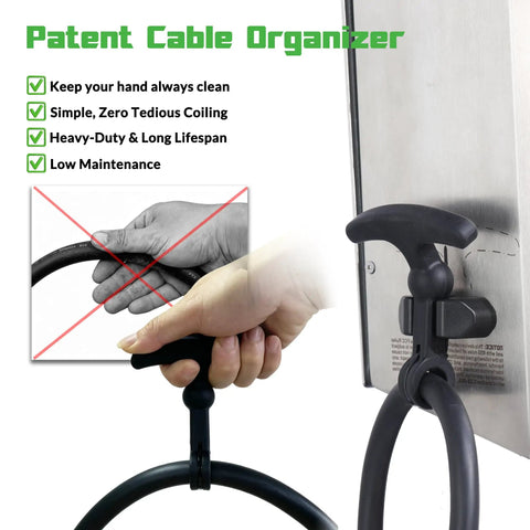 Tough As Nails 304 Stainless Steel EV Charger Enclosure with patent cable organizer ensuring clean handling of cable.