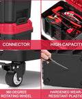 3 In 1 Rolling Tool Box On Wheels With Stackable Modular Organizer System 17 Inch Portable Waterproof Toolbox for tools