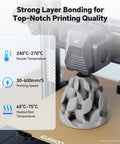 Premium 1.75mm PETG Filament Two Kilogram Spool In Bold Brown Color Yields Hella Fast Extrusion And Kickass Impact Strength Perfect For High Speed Desktop 3D Printer Enthusiasts, printing nozzle and temperature settings.