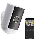 Freebird 2K Wireless Security Camera Battery Powered Outdoor Camera Magnetic Mount Night Vision Waterproof next to smartphone