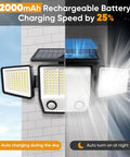 Solar Motion Sensor Outdoor Lights Waterproof 3000LM 3 Modes IP65 LED Flood Wall Light For Garden Yard Patio Pathway