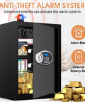 Fireproof Waterproof Home Safe With Digital Keypad And Spare Keys, 3.3 Cu Ft Security Box open showing valuables inside.