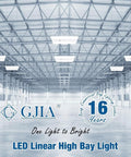 Spacious warehouse with installed LED Linear High Bay Light fixtures providing bright illumination