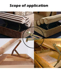 Adjustable Folding Lifting Bracket Set for sofa armrests and massage tables shown in application view