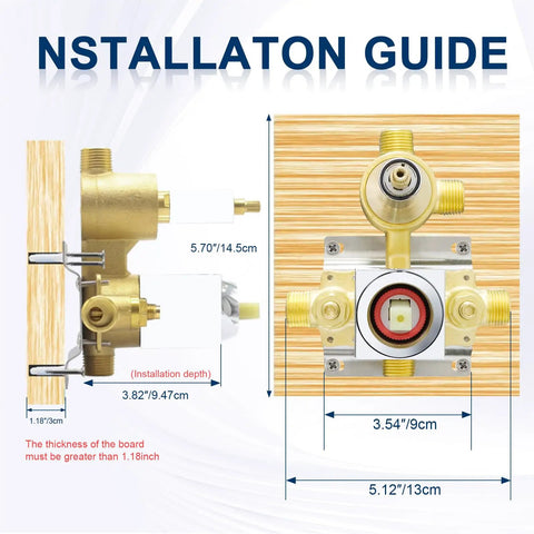 Solid Brass Shower Valve Pressure Balancing Mixer With Three Outlet Diverter Chrome Finish installation guide