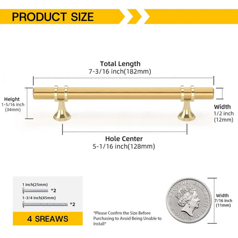 Gold Cabinet Pulls 5 Inch 30 Pack Heavy Duty Rust Resistant Drawer Handles Zinc Alloy Hardware dimensions