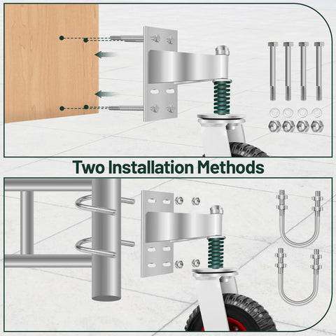 Spring Loaded 8 Inch Gate Wheel For Fence And Gate With 360 Degree Rotation Heavy Duty Steel Gate Caster Wheels installation options