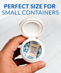 Three Hundred Super Handy Color Indicating Silica Gel Desiccant Packets Half Gram Each Packed In Resealable Ziplock Bag in a small container.