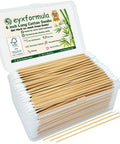 Open plastic case of Eyxformula 500-count 6-inch bamboo cotton swabs with pointed tips