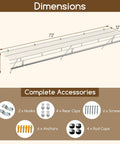 Dimensions of heavy duty wall mounted closet shelves featuring a 72" x 12" wire rack for seamless vertical organization setup.